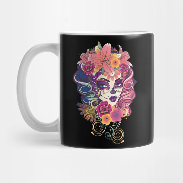 Calavera girl with flowers by AnnArtshock